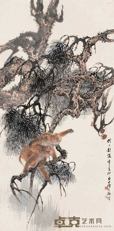 柳滨 辛巳（1941年）作 封侯图 轴 132×66cm